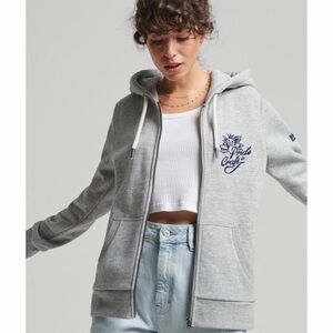 Superdry Women's Vintage Pride In Craft Zip Fleece Hoodie Streetwear Comfy